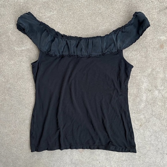 Ann Taylor Silk Ruffled Off The Shoulder Blouse - Picture 2 of 7